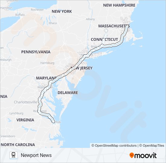 NORTHEAST REGIONAL train Line Map