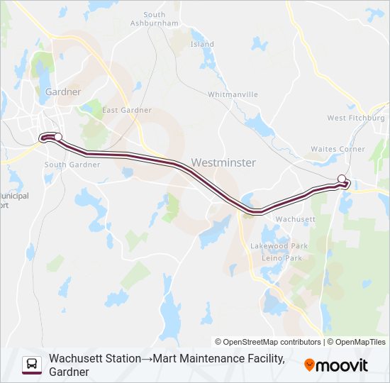 WACHUSETT COMMUTER SHUTTLE Bus Line Map