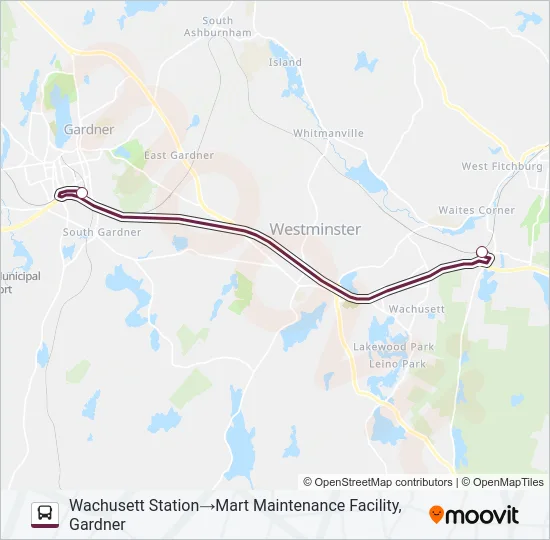 WACHUSETT COMMUTER SHUTTLE Bus Line Map