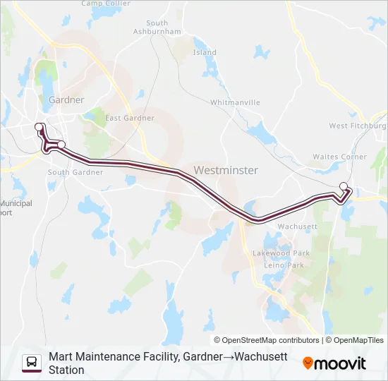 WACHUSETT COMMUTER SHUTTLE Bus Line Map