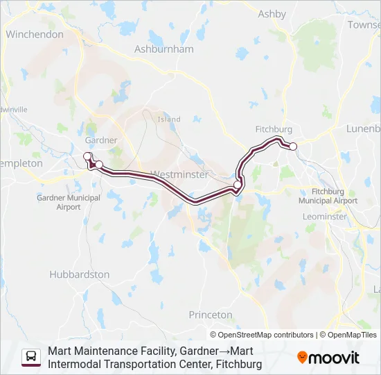 WACHUSETT COMMUTER SHUTTLE Bus Line Map