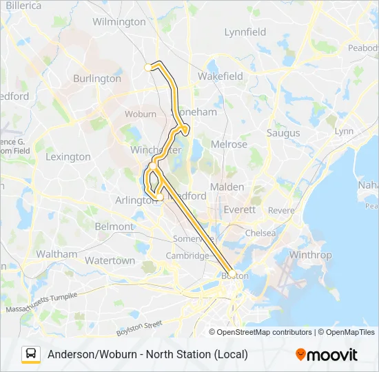 LOWELL LINE SHUTTLE Bus Line Map