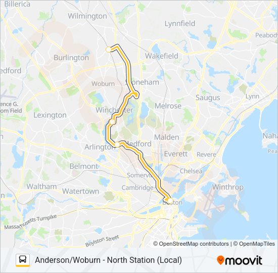LOWELL LINE SHUTTLE Bus Line Map