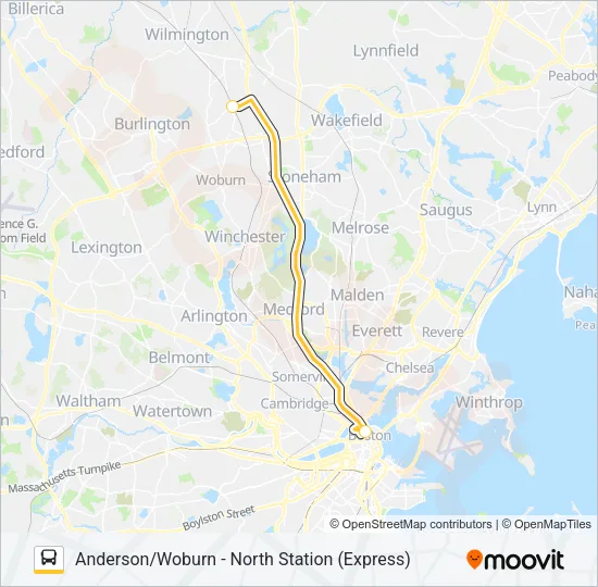 LOWELL LINE SHUTTLE Bus Line Map