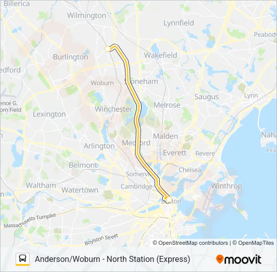 LOWELL LINE SHUTTLE Bus Line Map