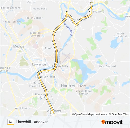 Mapa de HAVERHILL LINE SHUTTLE de autobús