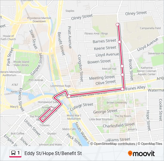 1 bus Line Map