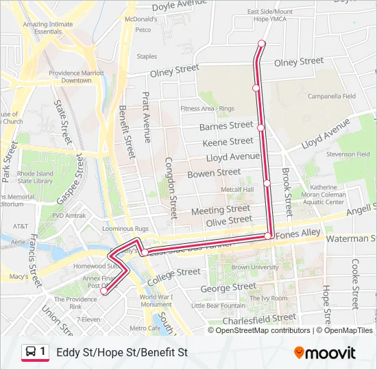 1 Bus Line Map
