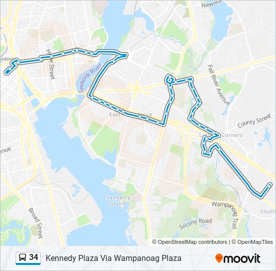 34 bus Line Map