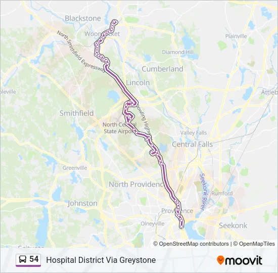 54 Bus Line Map