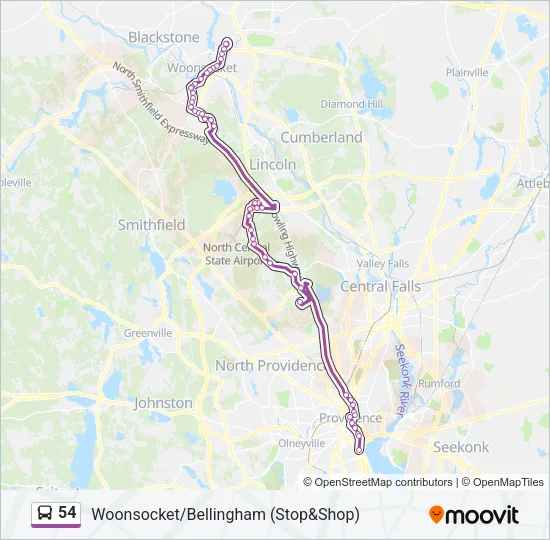 54 Bus Line Map