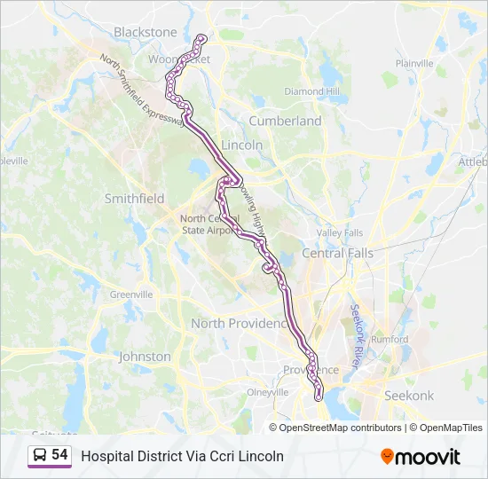 54 Bus Line Map
