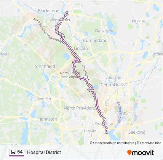 54 Bus Line Map