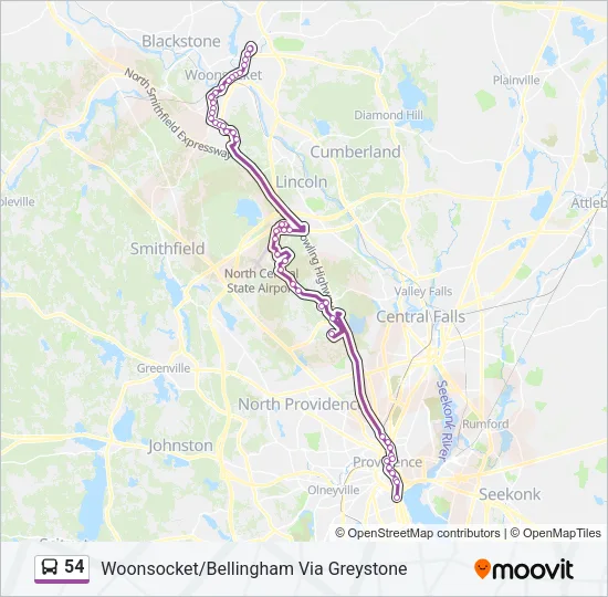 54 Bus Line Map