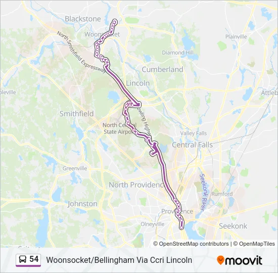 54 Bus Line Map