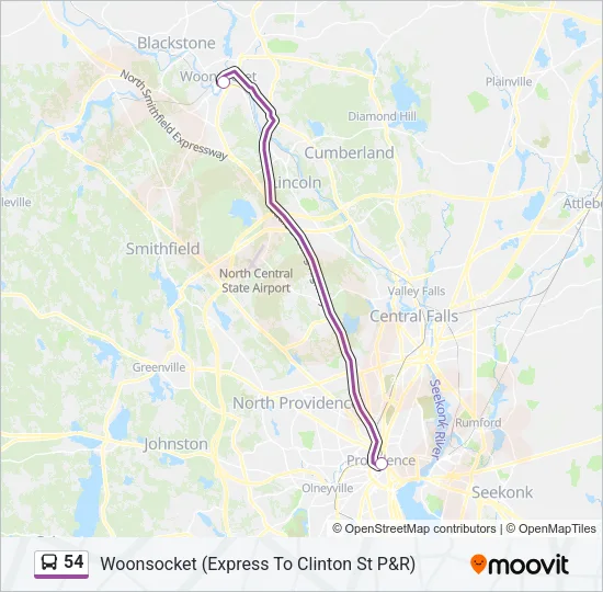 54 Bus Line Map
