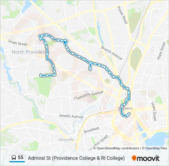 55 Bus Line Map