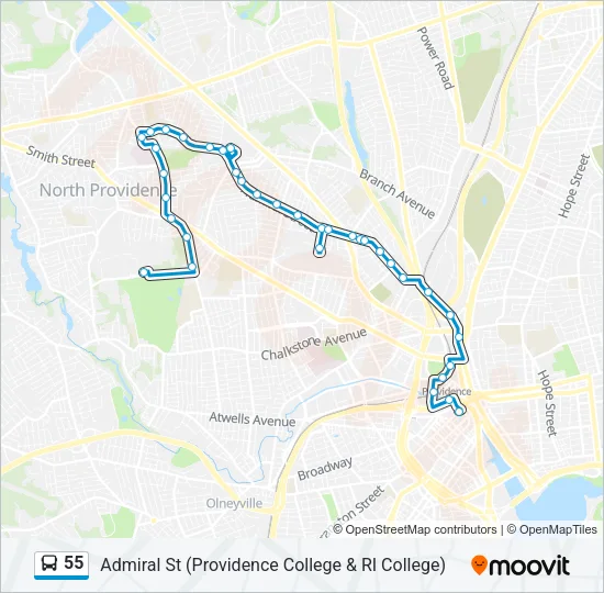 55 Bus Line Map
