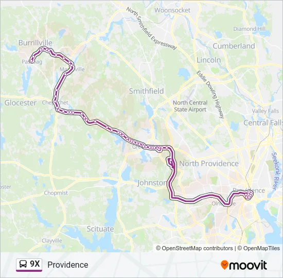 9X Bus Line Map