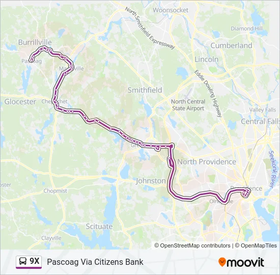 9X Bus Line Map