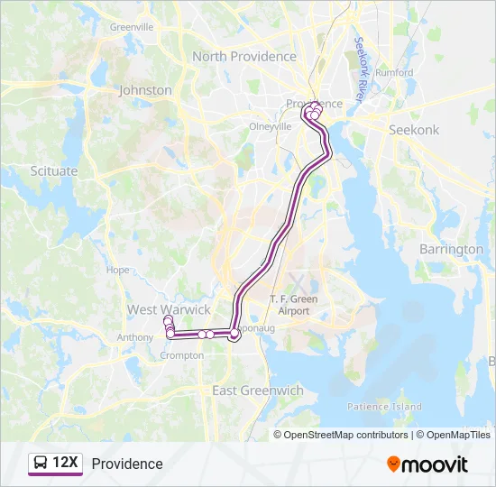 12X Bus Line Map