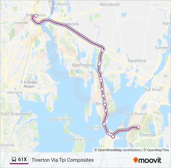 61X Bus Line Map