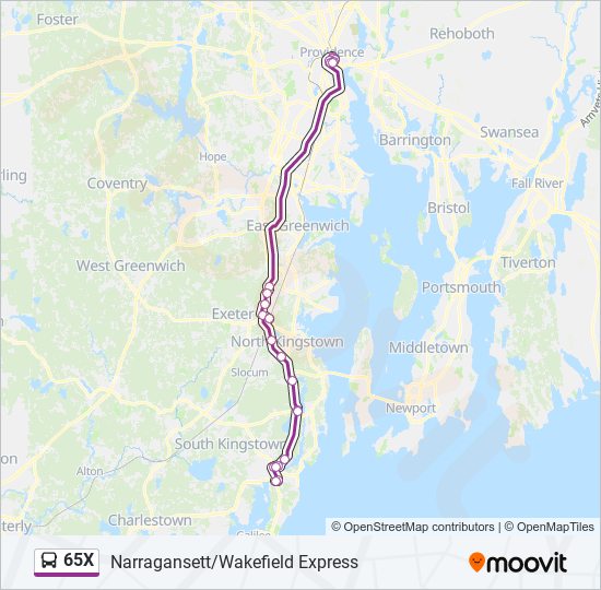 65X bus Line Map