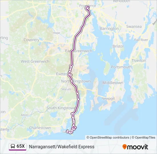 65X Bus Line Map