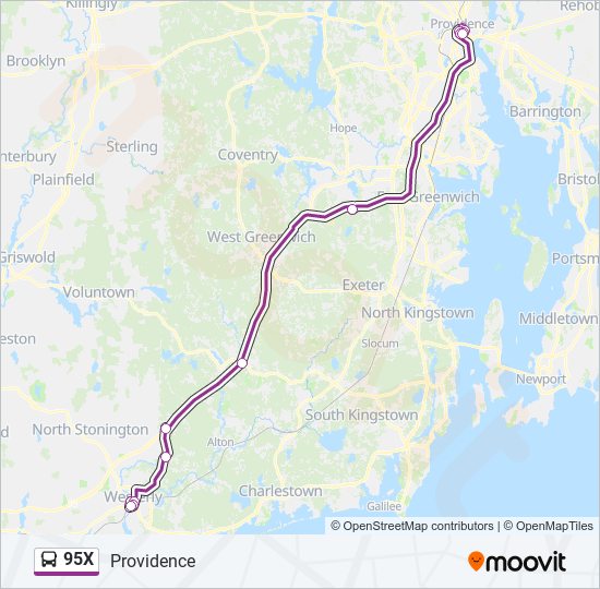 95X bus Line Map