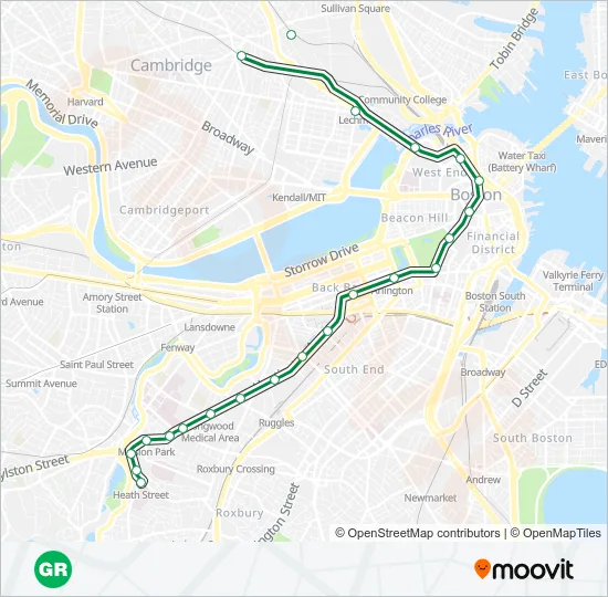 GREEN LINE E Subway Line Map