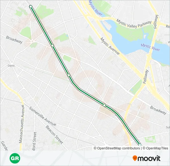 GREEN LINE E Subway Line Map