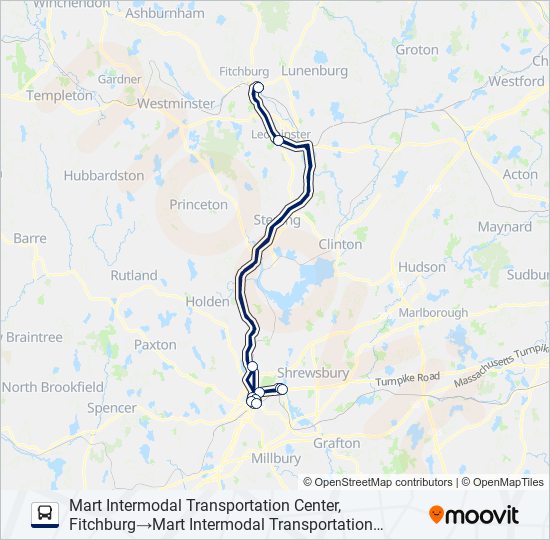 WORCESTER SHUTTLE bus Line Map