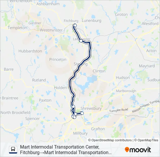 WORCESTER SHUTTLE Bus Line Map