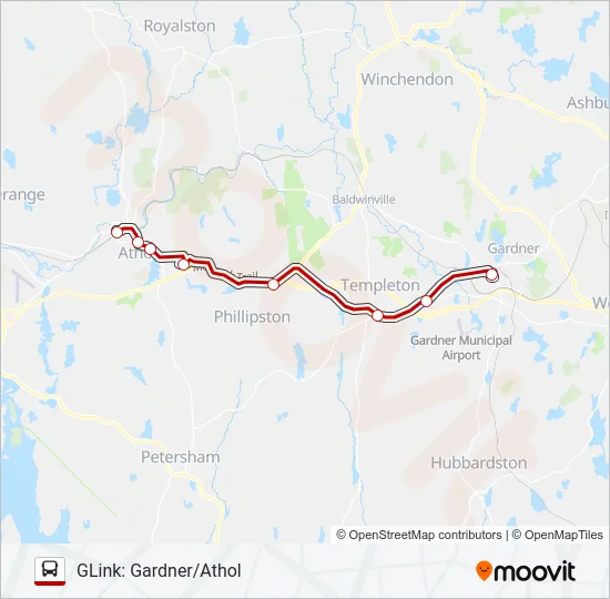 GLINK: GARDNER/ATHOL Bus Line Map