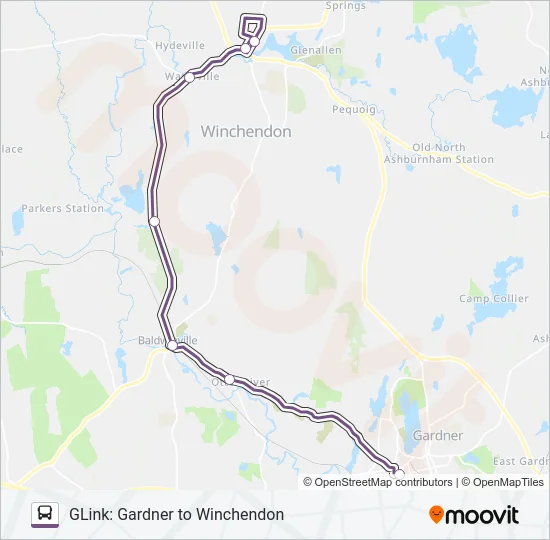 GLINK: GARDNER TO WINCHENDON Bus Line Map