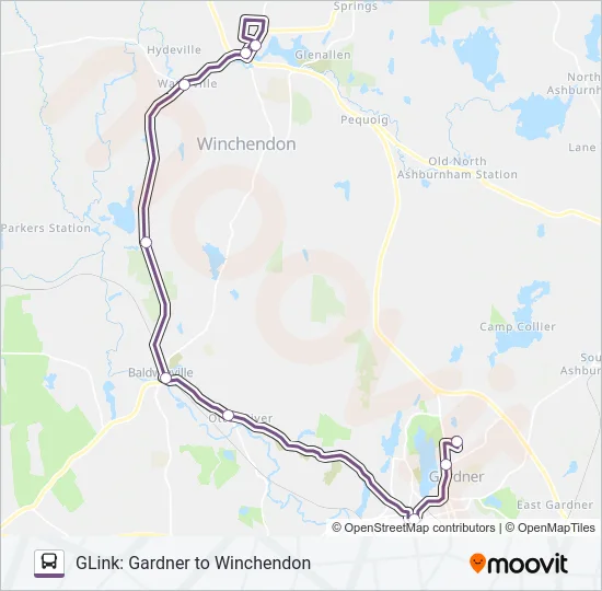 GLINK: GARDNER TO WINCHENDON Bus Line Map