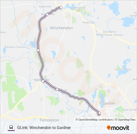 GLINK: WINCHENDON TO GARDNER bus Line Map