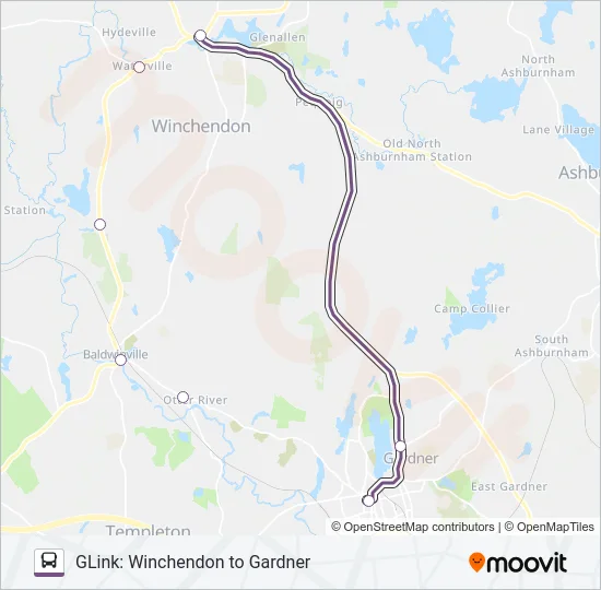 GLINK: WINCHENDON TO GARDNER Bus Line Map