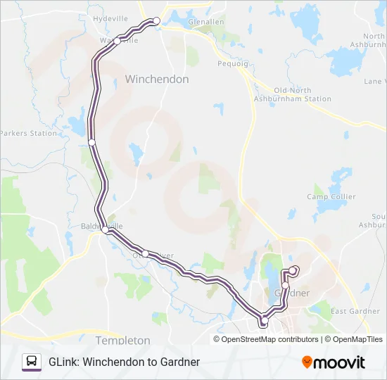 GLINK: WINCHENDON TO GARDNER Bus Line Map