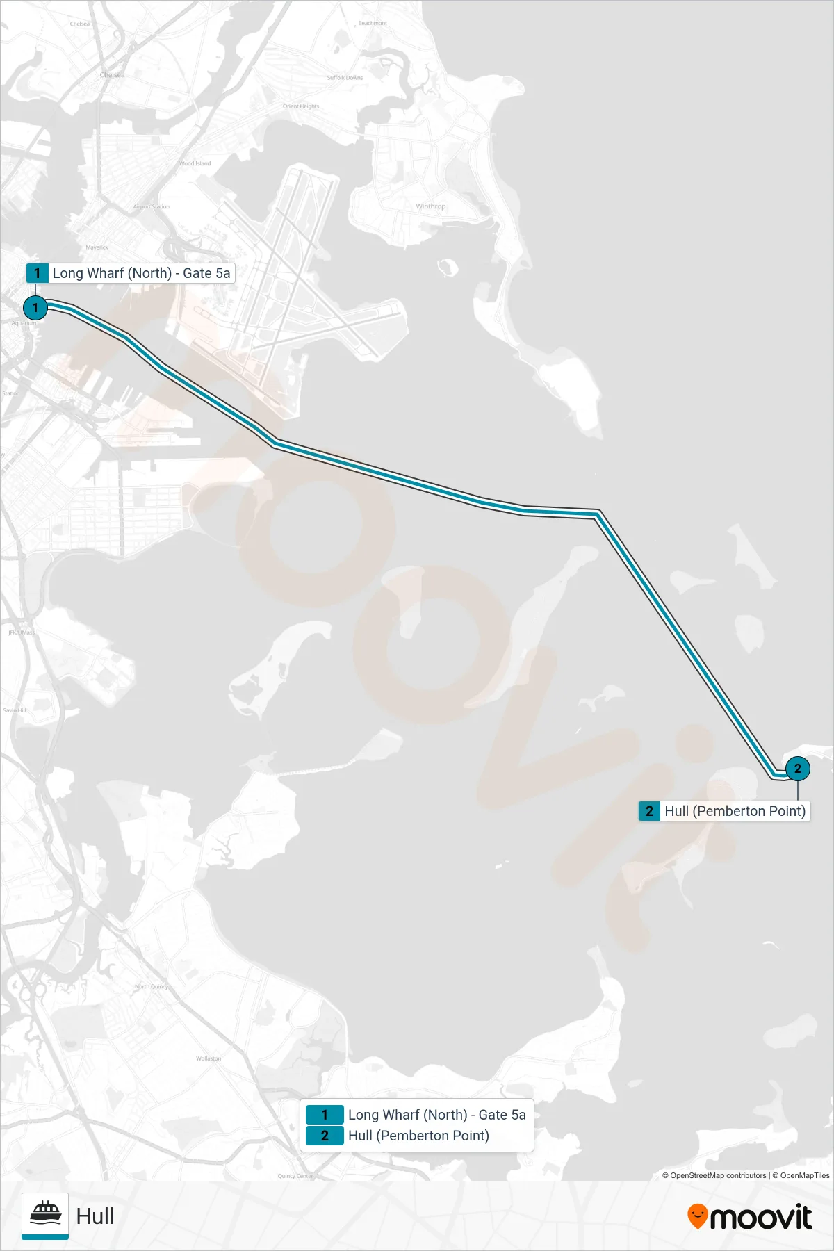 HINGHAM/HULL FERRY ferry Line (Hull) route and stops on a map