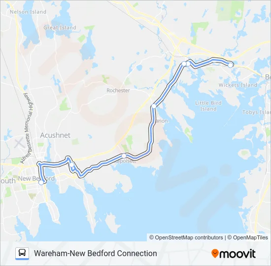WAREHAM-NEW BEDFORD CONNECTION Bus Line Map