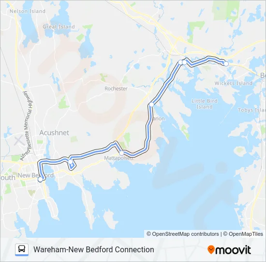 WAREHAM-NEW BEDFORD CONNECTION Bus Line Map