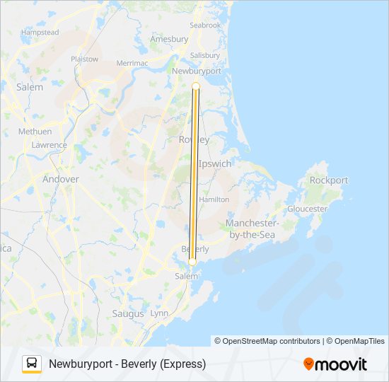 Mapa de NEWBURYPORT LINE SHUTTLE de autobús