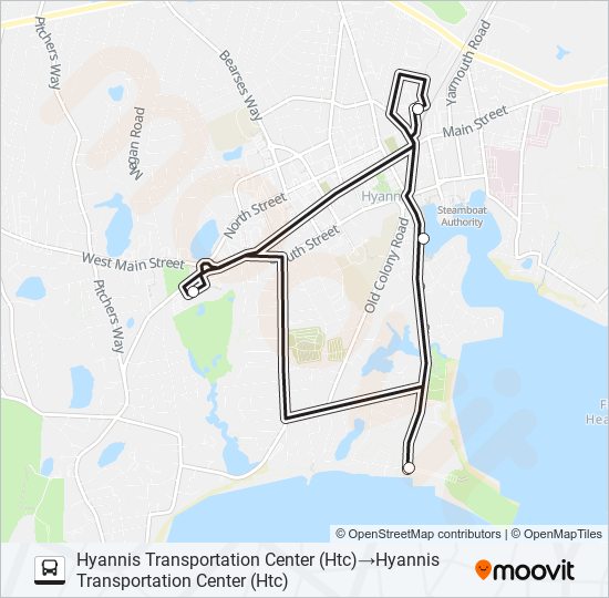 Mapa de HYANNIS AREA TROLLEY de autobús