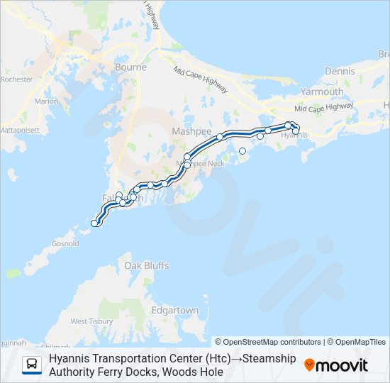 SEALINE HYANNIS-FALMOUTH/WOODS HOLE Bus Line Map