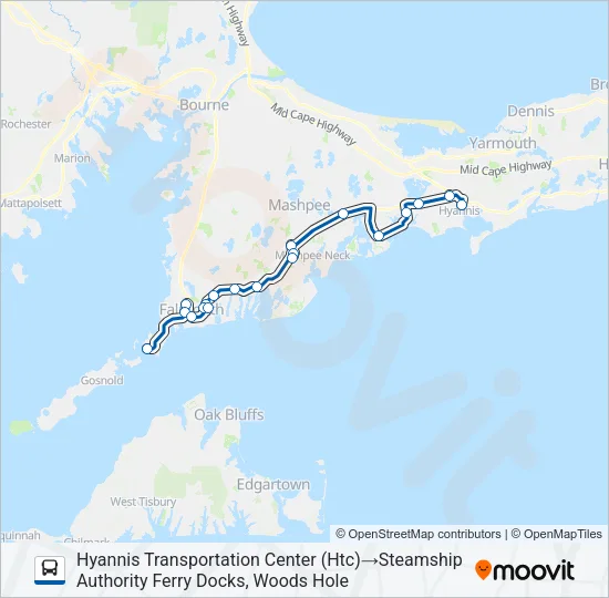 SEALINE HYANNIS-FALMOUTH/WOODS HOLE Bus Line Map