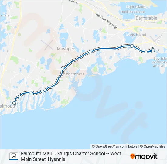 SEALINE HYANNIS-FALMOUTH/WOODS HOLE Bus Line Map