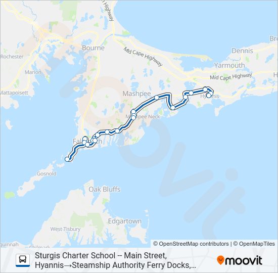 SEALINE HYANNIS-FALMOUTH/WOODS HOLE Bus Line Map