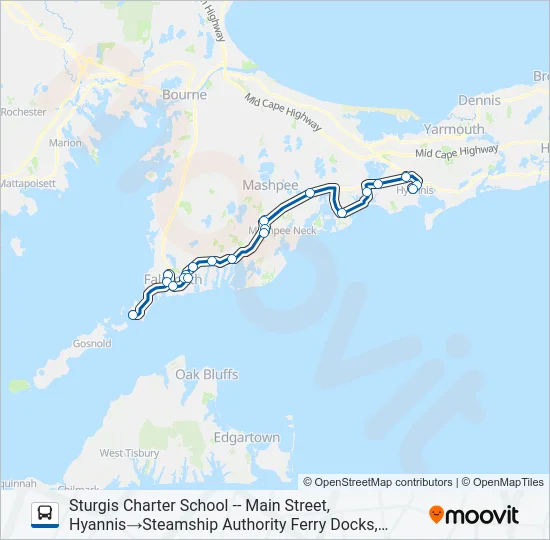 SEALINE HYANNIS-FALMOUTH/WOODS HOLE Bus Line Map