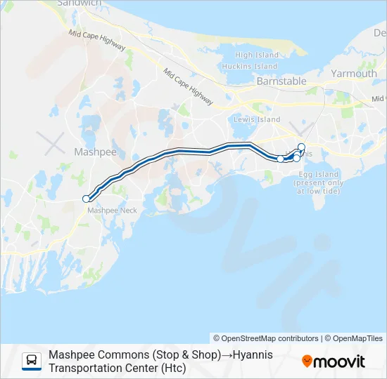 SEALINE HYANNIS-FALMOUTH/WOODS HOLE Bus Line Map